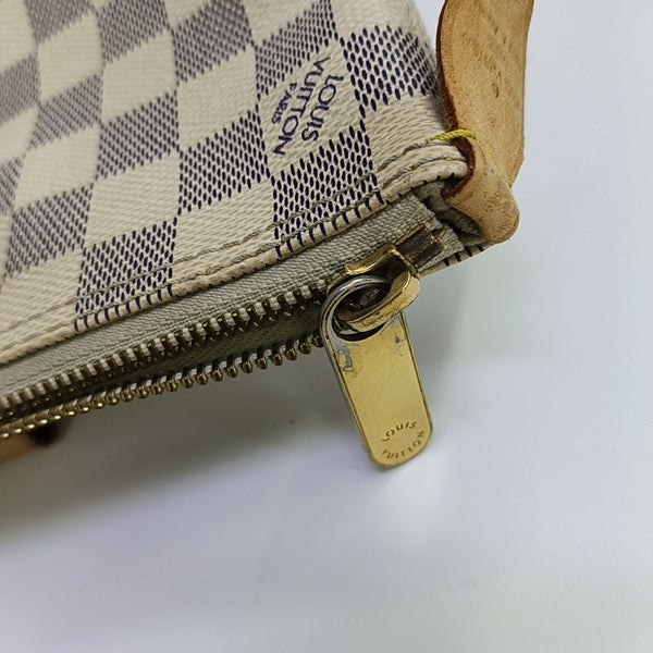 SALEYA PM Damier Azur Coated Canvas White
