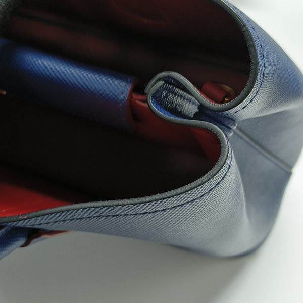 Double Medium Saffiano Calfskin Blue