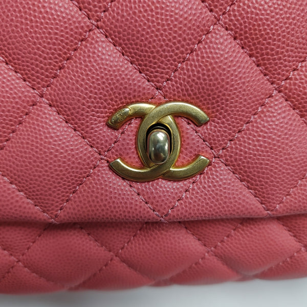 COCO HANDLE Small Quilted Grained Calfskin Pink