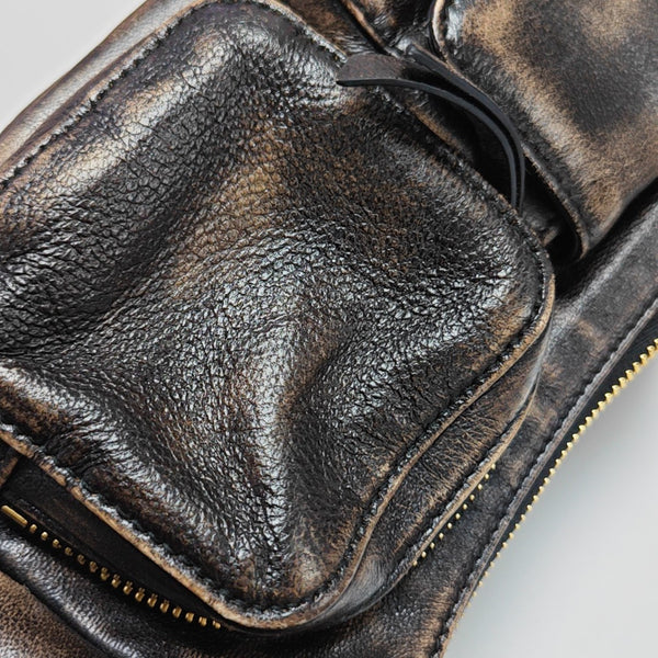 Lambskin Top Handle Bag Brown