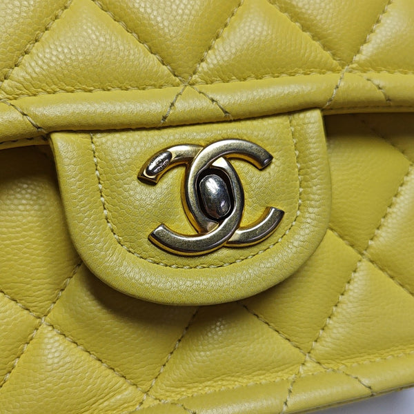 Quilted Grained Calfskin Shoulder Bag Yellow