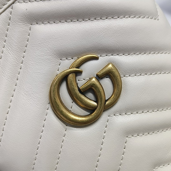 GG Marmont Mini Quilted Calfskin White