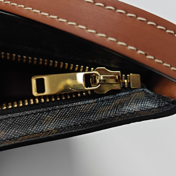 Coated Canvas Top Handle Bag Medium Brown
