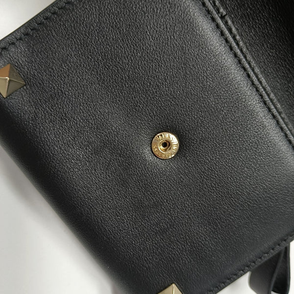 Rockstud Calfskin Black Wallet