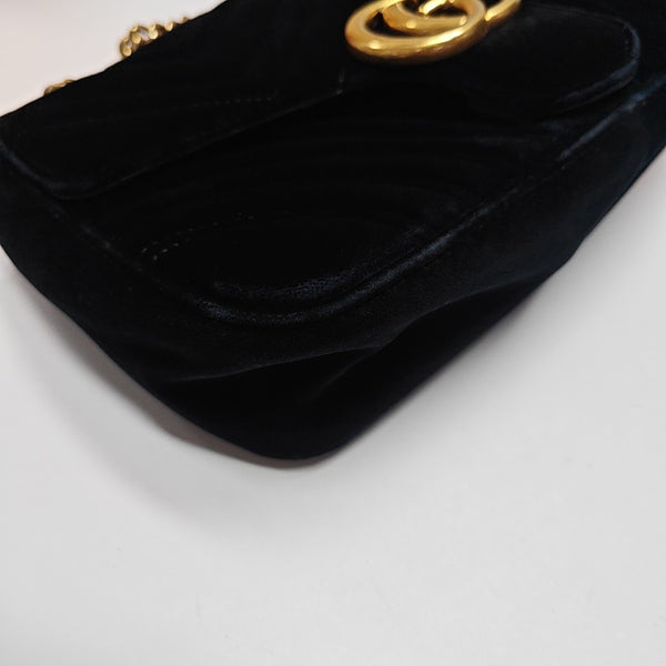 GG Marmont Medium Quilted Velvet Black