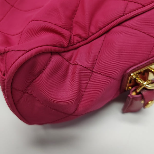Quilted Nylon Tote Bag Red