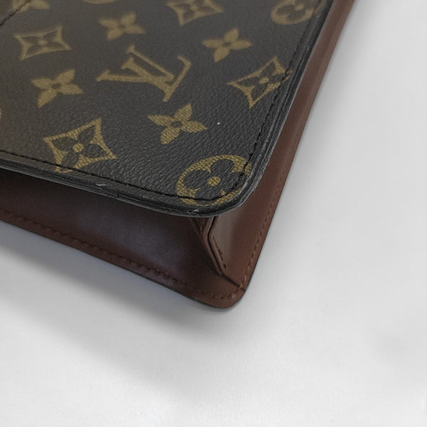 Monogram Coated Canvas Clutch Brown