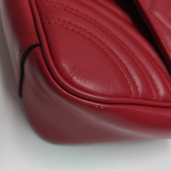 GG Marmont Medium Quilted Calfskin Red