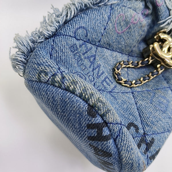 DRAWSTRING Mini Quilted Denim Blue