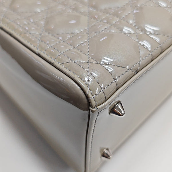 Lady Dior Medium Quilted Patent Leather Gray