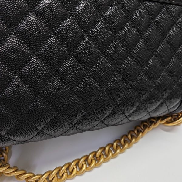 Authenticated pre-owned BOY CHANEL Medium Quilted Grained Calfskin Black - Shoulder Bag at Looply