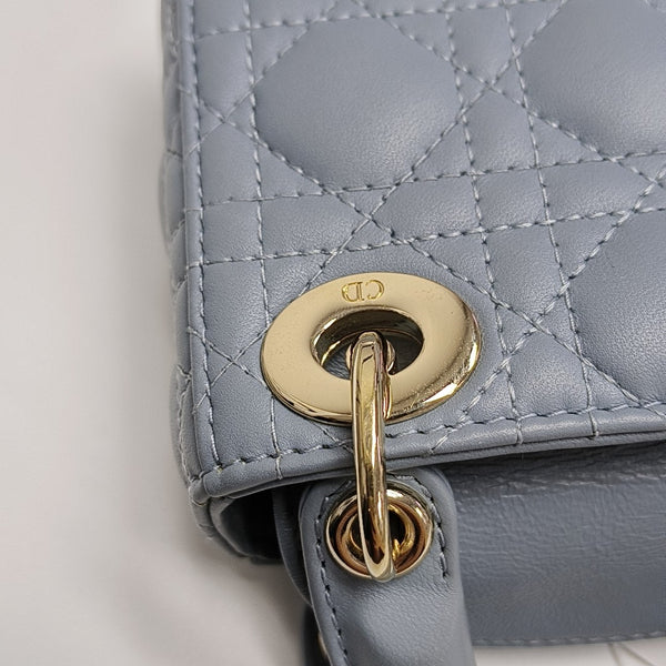 Authenticated pre-owned Lady Dior Super Mini Cannage Lambskin Blue - Tote Bag at Looply