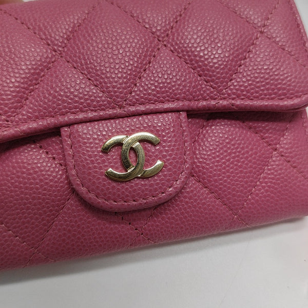 CLASSIC FLAP Quilted Grained Calfskin Pink Wallet