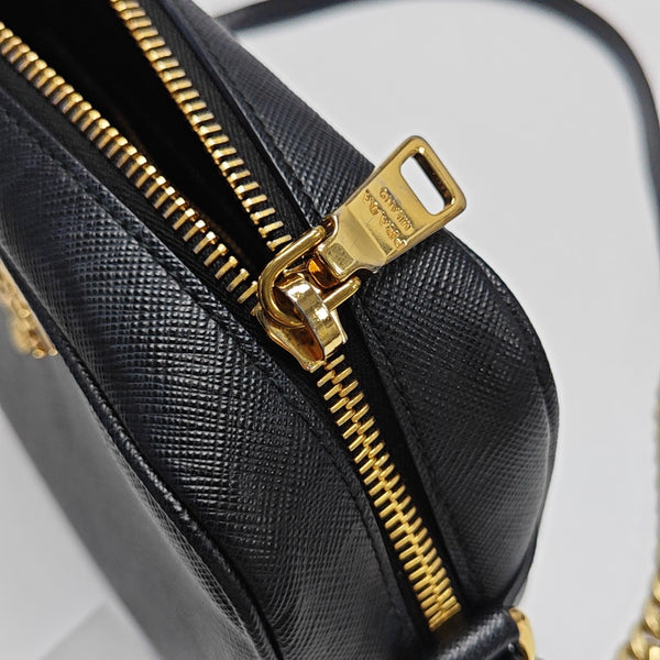 Saffiano Calfskin Shoulder Bag Black