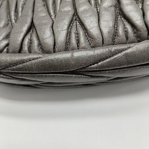 Miu Coffer Quilted Lambskin Gray
