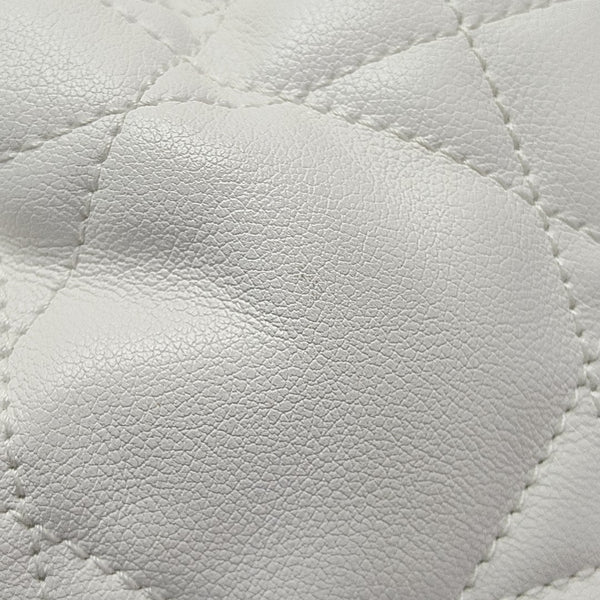 Cannage Calfskin Shoulder Bag White