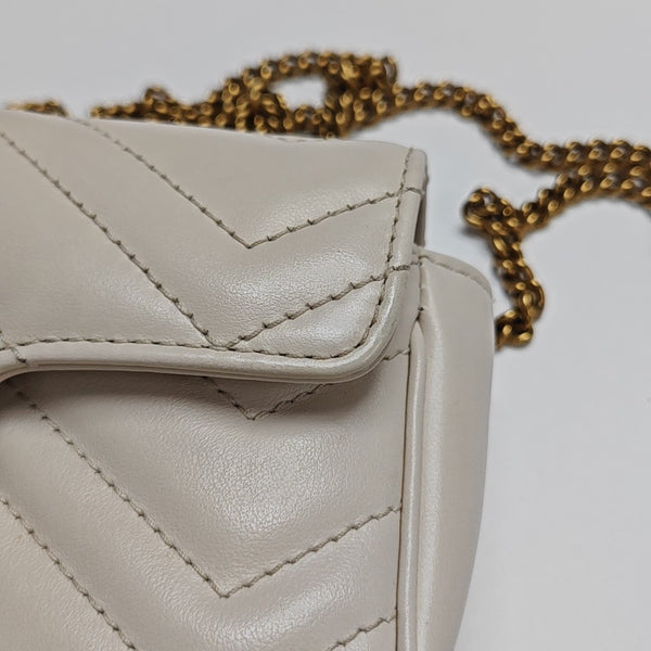 GG Marmont Mini Quilted Calfskin White