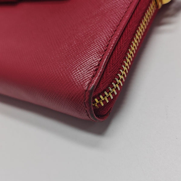 Fiocco Bow Saffiano Calfskin Red Wallet