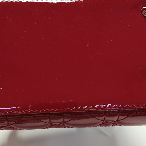 Lady Dior Medium Cannage Patent Leather Red