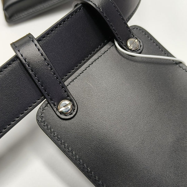 2 Pockets Leather Black