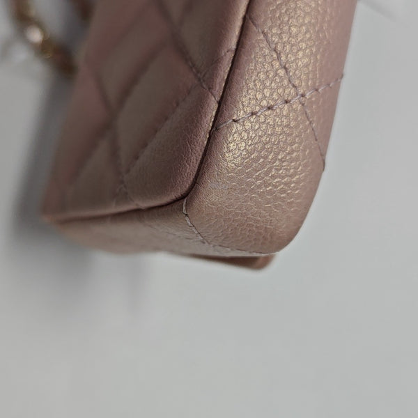 Quilted Grained Calfskin Shoulder Bag Small Pink
