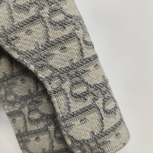 Saddle Mini Oblique Fabric Gray Card Holder