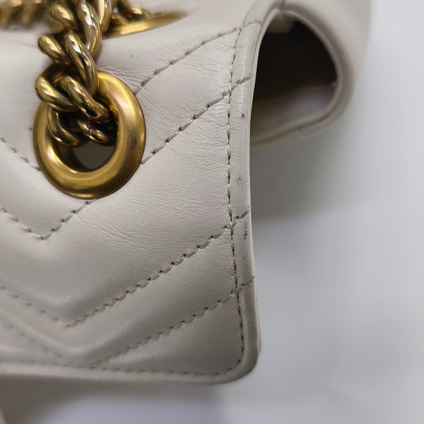 GG Marmont Small Quilted Calfskin White