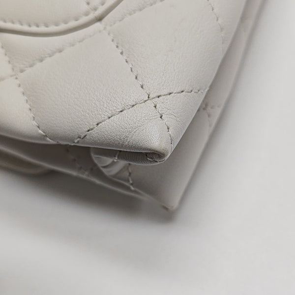 Quilted Lambskin Shoulder Bag White