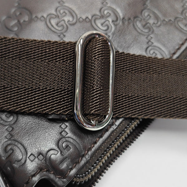 Monogram Calfskin Crossbody Bag Brown