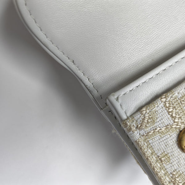 Saddle Mini Oblique Canvas White Card Holder