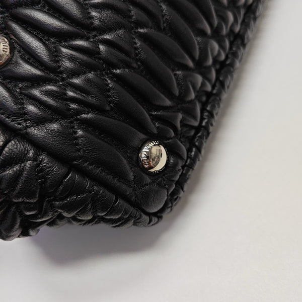 Lambskin Top Handle Bag Black