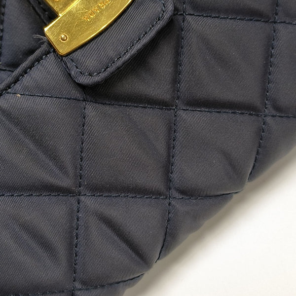 Quilted Nylon Shoulder Bag Blue