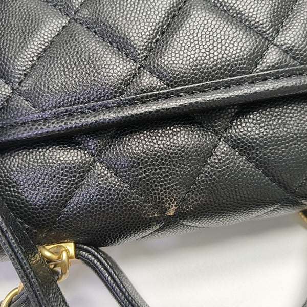 Quilted Grained Calfskin Backpack Black