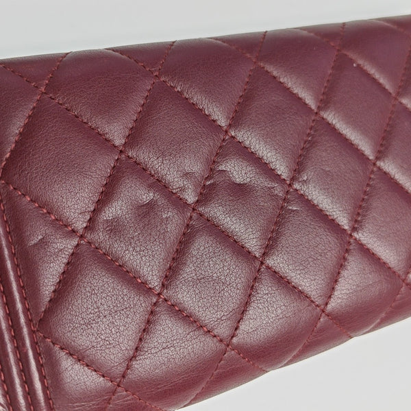 BOY CHANEL Mini Quilted Calfskin Red Wallet
