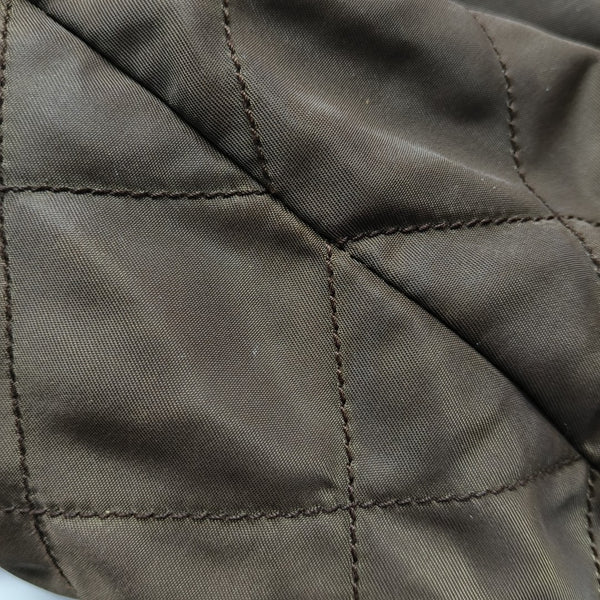 Quilted Nylon Tote Bag Brown