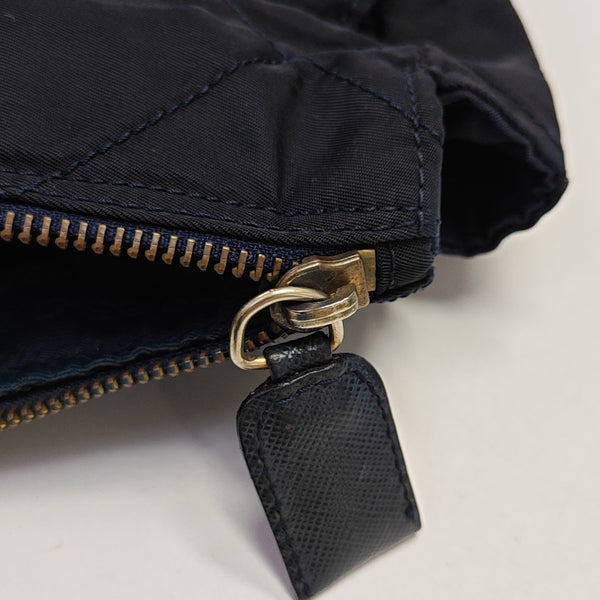 Quilted Nylon Shoulder Bag Blue