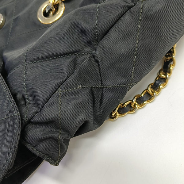 Quilted Nylon Shoulder Bag Black