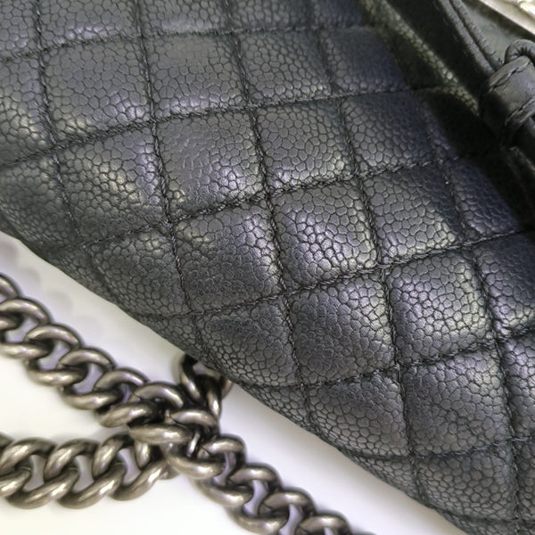 BOY CHANEL Medium Quilted Grained Calfskin Black