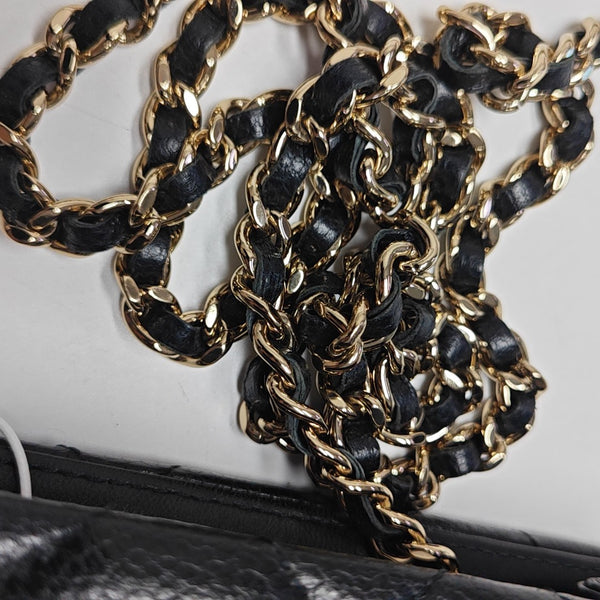 Quilted Grained Calfskin Shoulder Bag Black