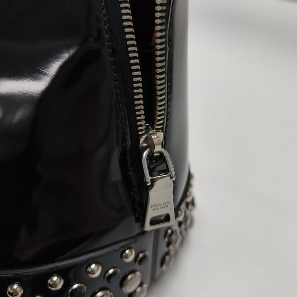 Patent Leather Top Handle Bag Black