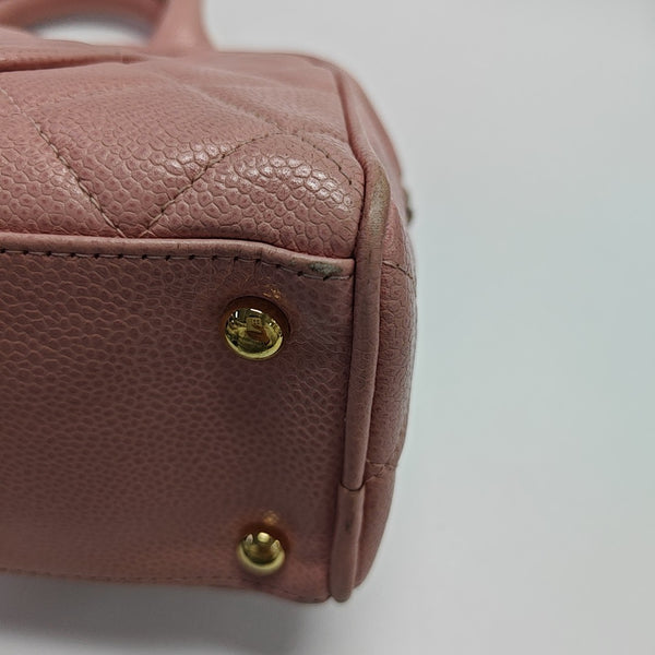BOWLER Quilted Grained Calfskin Pink