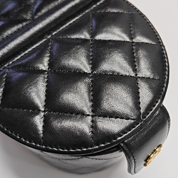 Quilted Calfskin Top Handle Bag Black