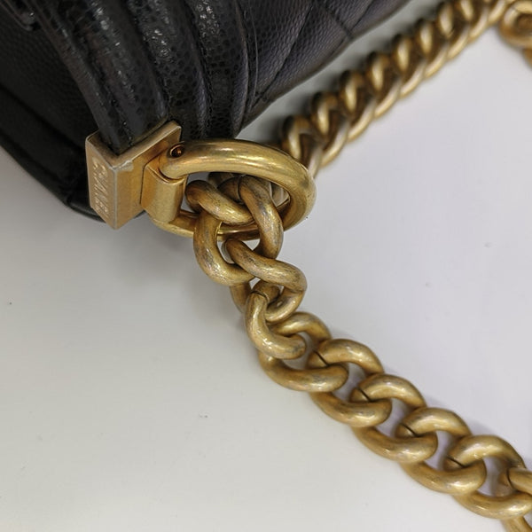 BOY CHANEL Small Quilted Grained Calfskin Black