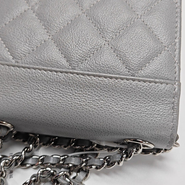 Quilted Grained Calfskin Shoulder Bag Gray