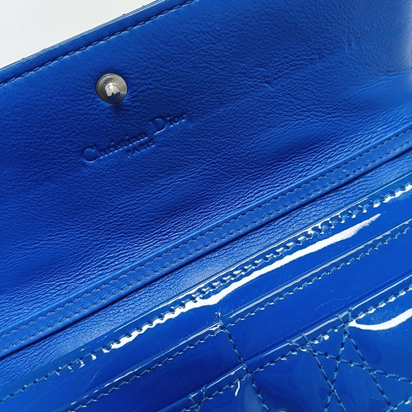 Lady Dior Small Cannage Patent Leather Blue