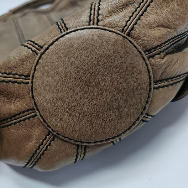 Lambskin Top Handle Bag Brown