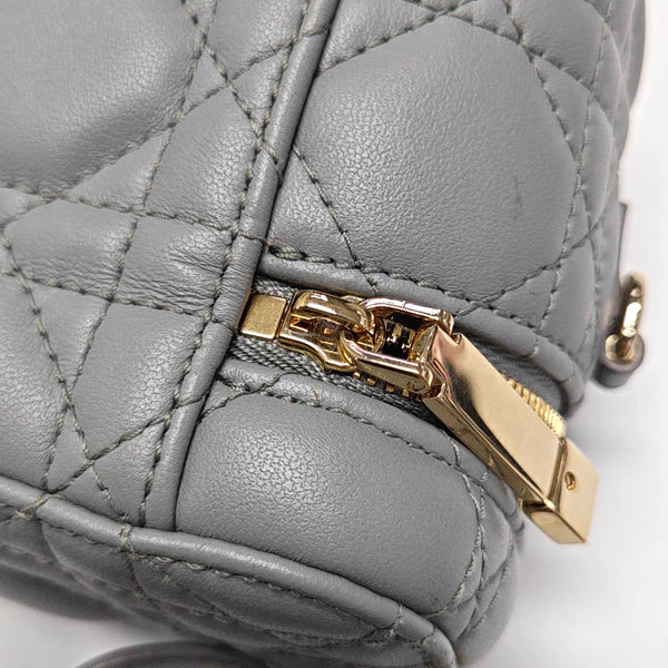 Authenticated pre-owned Lady Dior Super Mini Quilted Lambskin Grey - Shoulder Bag at Looply