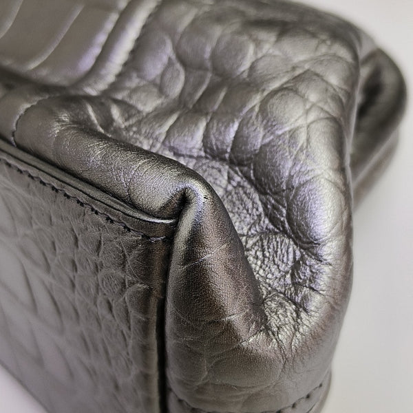 Calfskin Clutch Extra Small Silver