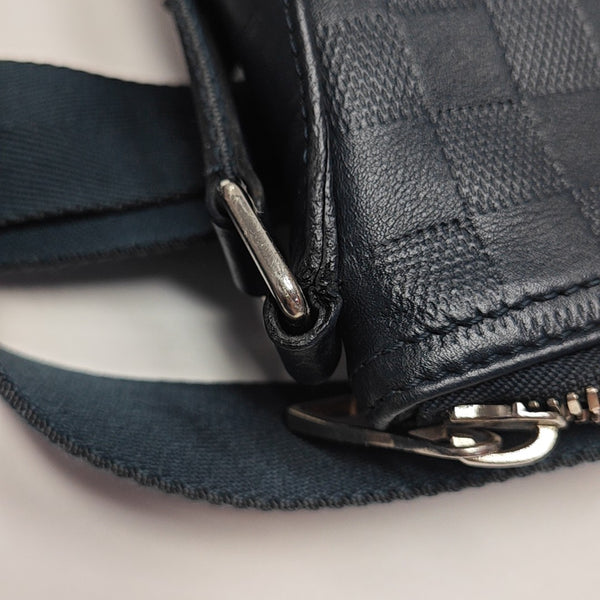Damier Calfskin Crossbody Bag Blue