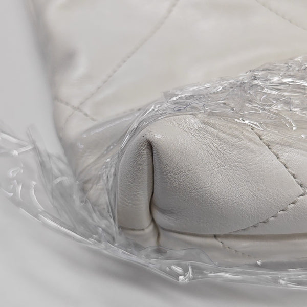 Authenticated pre-owned CHANEL 22 Mini Quilted Calfskin White - Tote Bag at Looply
